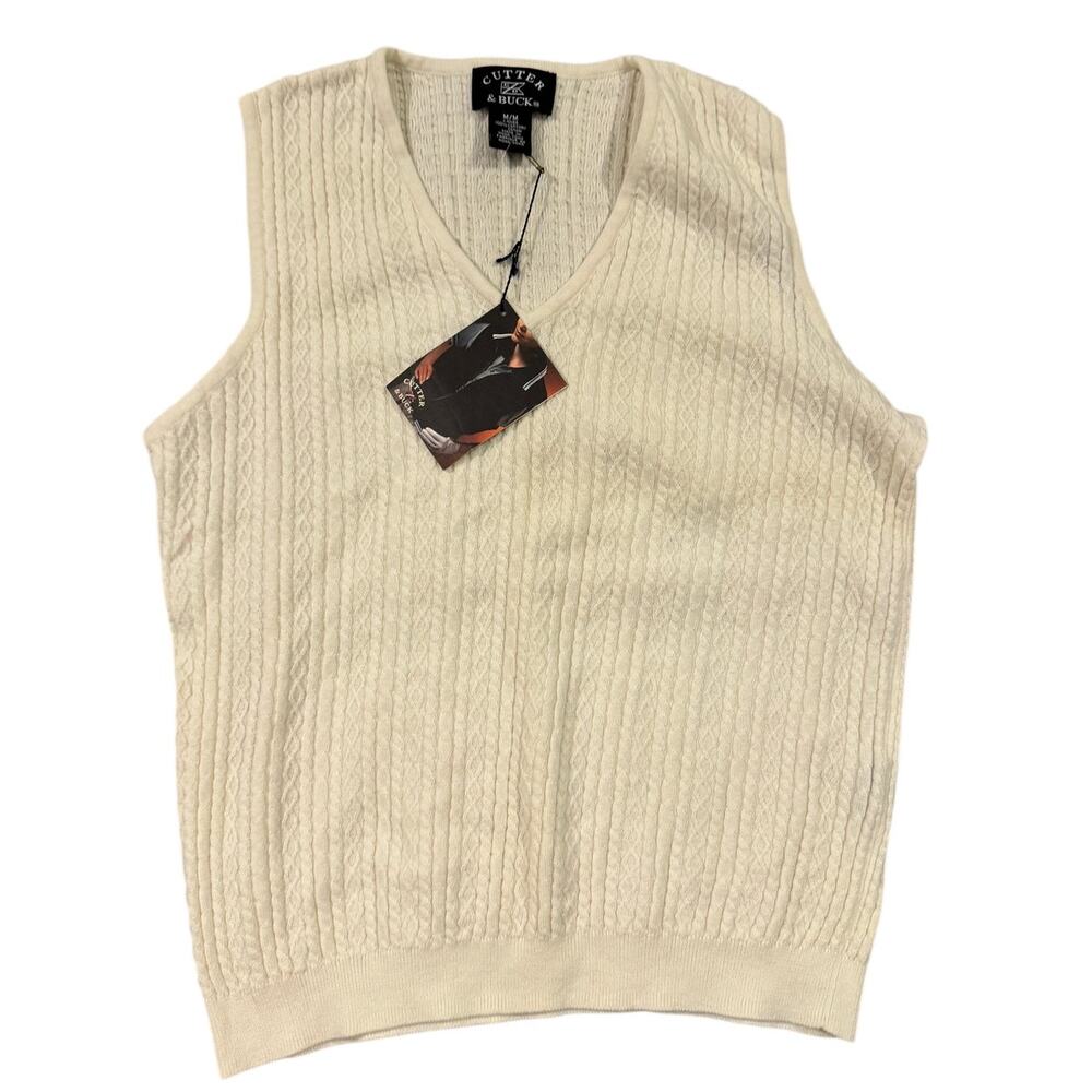 Cutter & Buck Short sleeveless sweater women M cream NWT, preppy, nautical‎